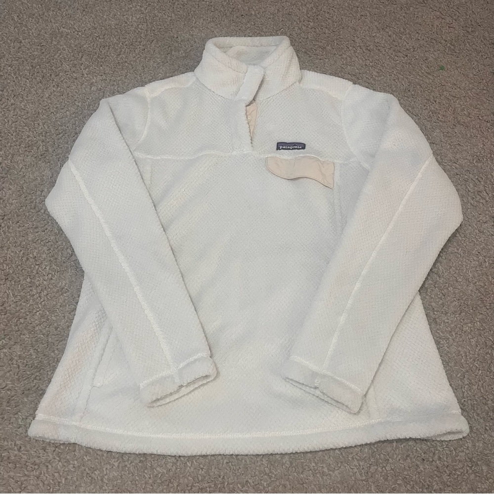 PATAGONIA Women’s Synchilla Snap-T White Fleece Pullover Large